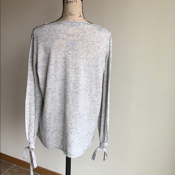 Zara Scoopneck Lace Tie Grey Top Size Small - Picture 6 of 8